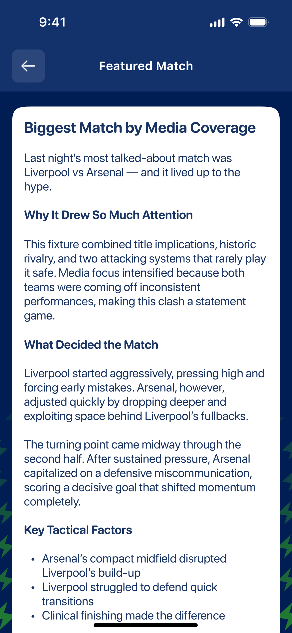 AI Smart Match Explainer – tactical insight view